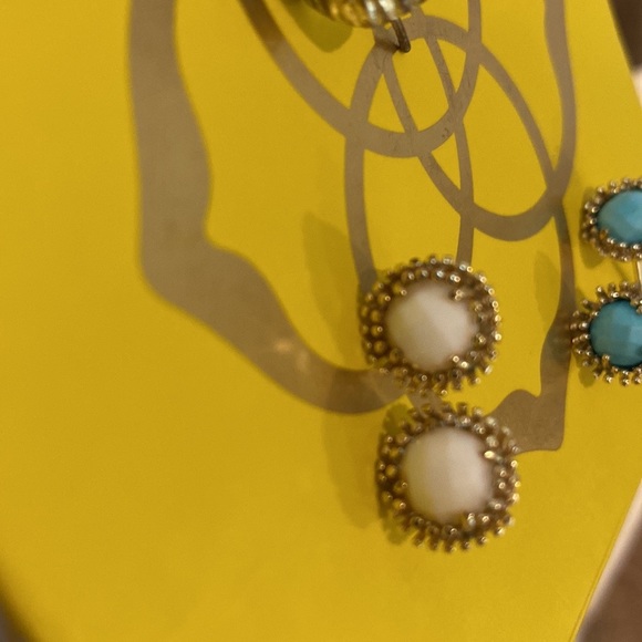 Kendra Scott Turquoise blue round stone with gold surround Earrings ** - Picture 4 of 4